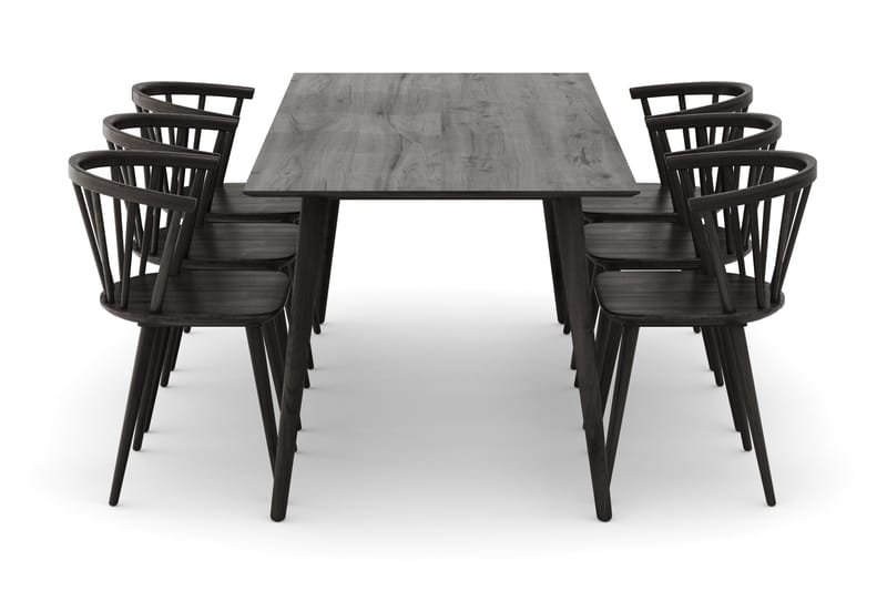 Tyrö Matgrupp med 6 st Tyrö Karmstolar - Smoked Oak/Smoked Oak - Products - Möbler - Bord & matgrupp - Matgrupp