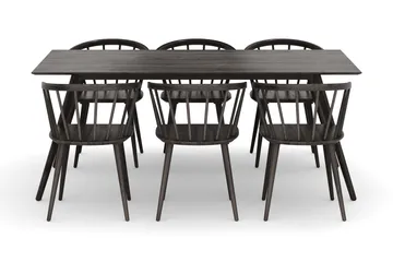 Tyrö Matgrupp med 6 st Tyrö Karmstolar - Smoked Oak/Smoked Oak - Products - Möbler - Bord & matgrupp - Matgrupp