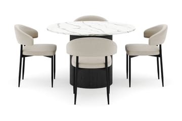 Uppveda Matbord 120 cm Rund med 4 Sawako Stolar - Svart/Vit - Products - Möbler - Bord & matgrupp - Matgrupp