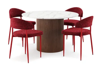 Uppveda Matbord 120 cm Rund med 4 st Jairam Matstolar - Brun - Products - Möbler - Bord & matgrupp - Matgrupp