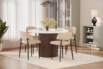 Uppveda Matbord 120 cm Rund med 4 st Jairam Matstolar - Brun - Products - Möbler - Bord & matgrupp - Matgrupp