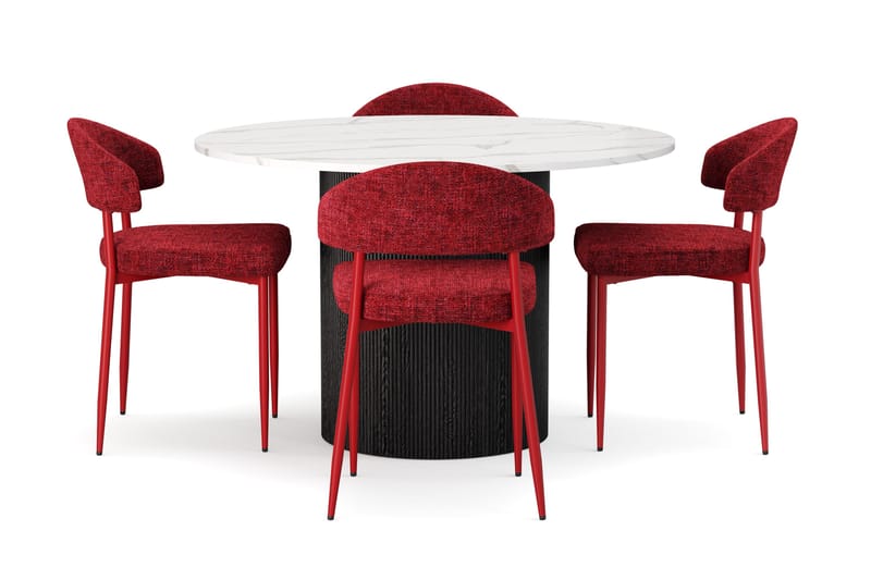 Uppveda Matbord 120 cm Rund med 4 st Jairam Matstolar - Svart/Vit - Products - Möbler - Bord & matgrupp - Matgrupp