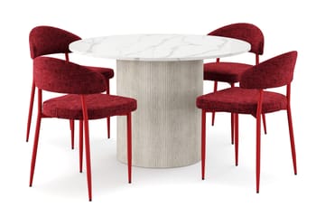 Uppveda Matbord 120 cm Rund med 4 st Jairam Matstolar - Vit - Products - Möbler - Bord & matgrupp - Matgrupp