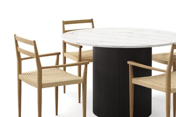 Uppveda Matbord 120 cm Rund med 4 st Jamna Karmstolar - Svart/Vit - Products - Möbler - Bord & matgrupp - Matgrupp