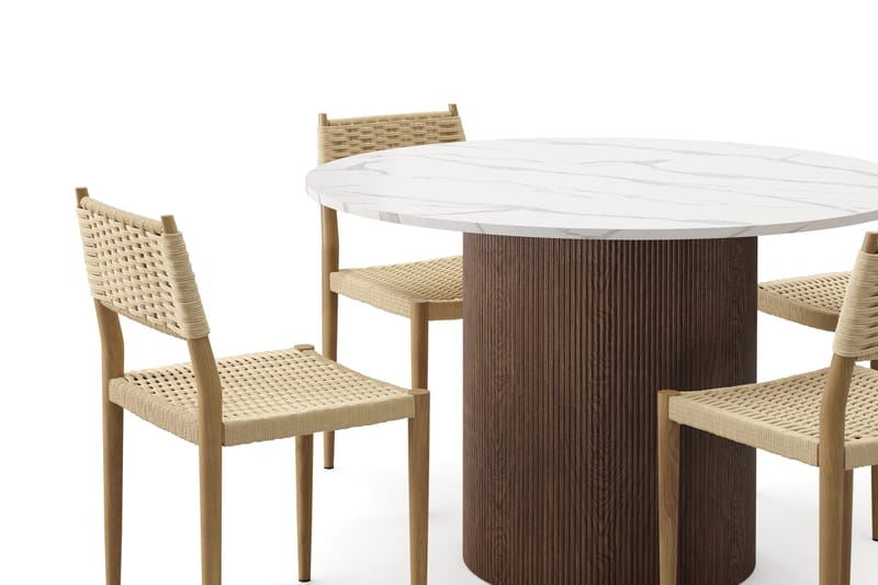 Uppveda Matbord 120 cm Rund med 4 st Jamna Matstolar - Brun - Products - Möbler - Bord & matgrupp - Matgrupp