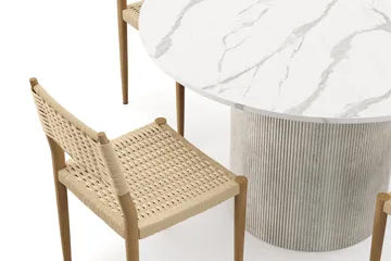 Uppveda Matbord 120 cm Rund med 4 st Jamna Matstolar - Vit - Products - Möbler - Bord & matgrupp - Matgrupp