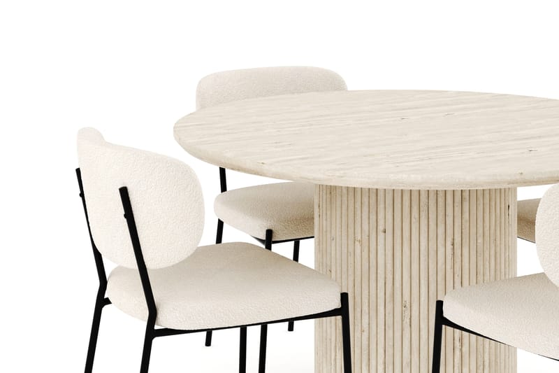 Uppveda Matgrupp 120 cm Rund med 4 Gemmiano Matstolar - Travetin - Products - Möbler - Bord & matgrupp - Matgrupp