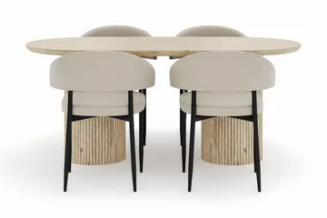 Uppveda Ovalt Matbord 180x90 cm med 4 Sawako Stolar - Beige - Products - Möbler - Bord & matgrupp - Matgrupp