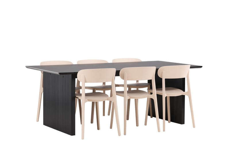 Vail Matgrupp 200 cm Rektangulär med 6 Åstol stolar - Svart - Products - Möbler - Bord & matgrupp - Matgrupp