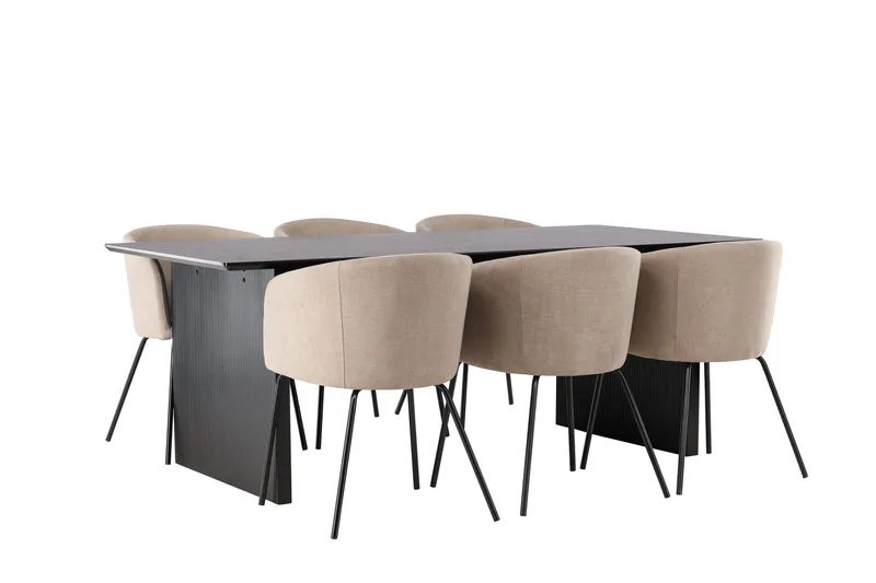 Vail Matgrupp 200 cm Rektangulär med 6 Berit stolar - Beige - Products - Möbler - Bord & matgrupp - Matgrupp