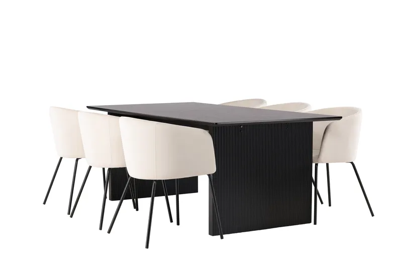 Vail Matgrupp 200 cm Rektangulär med 6 Berit stolar - Beige - Products - Möbler - Bord & matgrupp - Matgrupp
