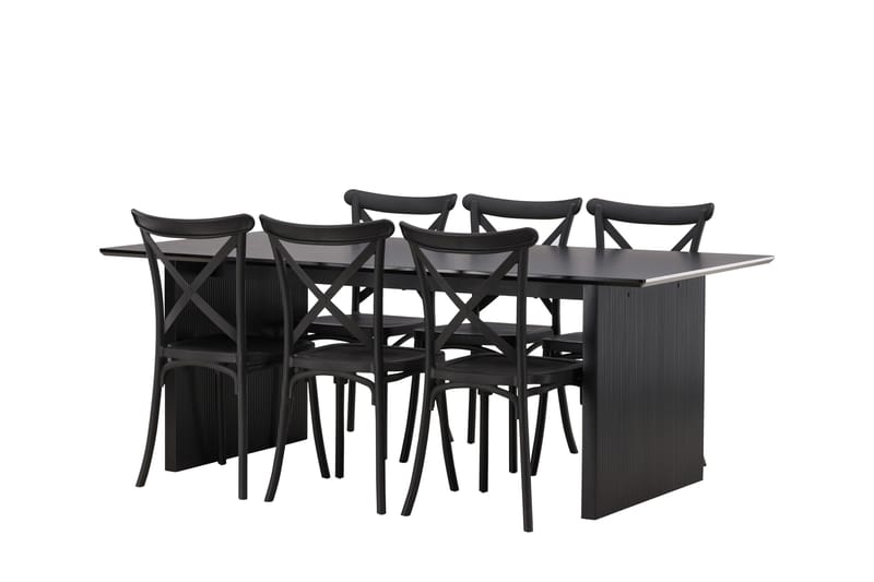 Vail Matgrupp 200 cm Rektangulär med 6 Crosett stolar - Svart - Products - Möbler - Bord & matgrupp - Matgrupp