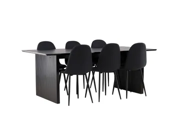 Vail Matgrupp 200 cm Rektangulär med 6 Polar stolar - Svart - Products - Möbler - Bord & matgrupp - Matgrupp