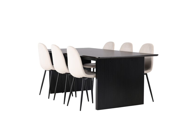 Vail Matgrupp 200 cm Rektangulär med 6 Polar stolar - Beige - Products - Möbler - Bord & matgrupp - Matgrupp