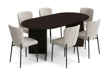 Vera Matgrupp rektangulärt 180 cm Rökt Ek med 6 Elsie Matstolar, Rökt ek/Beige