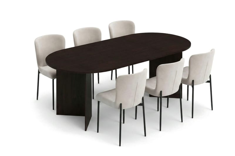 Vera Matgrupp rektangulärt 220 cm Rökt Ek med 6 Elsie Matstolar - Rökt ek/Beige - Products - Möbler - Bord & matgrupp - Matgrupp