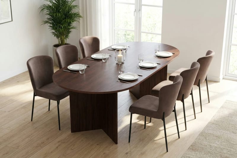 Vera Matgrupp rektangulärt 220 cm Valnöt med 6 Elsie Matstolar - Valnöt/Brun - Products - Möbler - Bord & matgrupp - Matgrupp