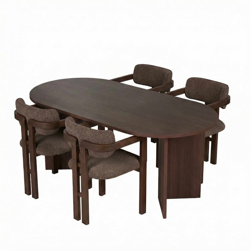 Vintar Matbord- och stolset 180x75x90 cm 5 delar, Milano Valnöt, Mörk valnöt, Brun