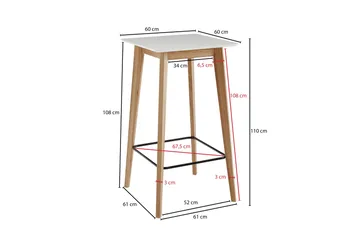 Willowdale Barbord 60 cm - Vit/Natur - Products - Möbler - Bord & matgrupp - Barbord & ståbord
