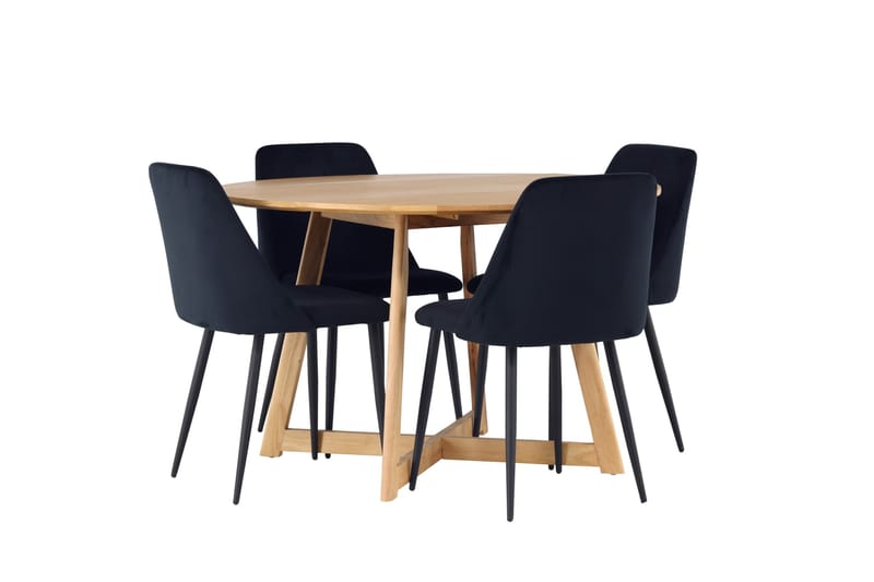 Yakidon Matgrupp 120 cm Rund med 4 Night stolar - Svart - Products - Möbler - Bord & matgrupp - Matgrupp