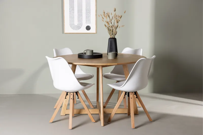 Yakidon Matgrupp  120 cm Rund med 4 Zeno stolar - Brun - Products - Möbler - Bord & matgrupp - Matgrupp