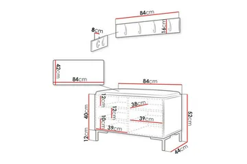 Dunvegan Hallmöbelset 84x44 cm Black - Products - Möbler - Hallmöbler - Möbelset för hall & entre
