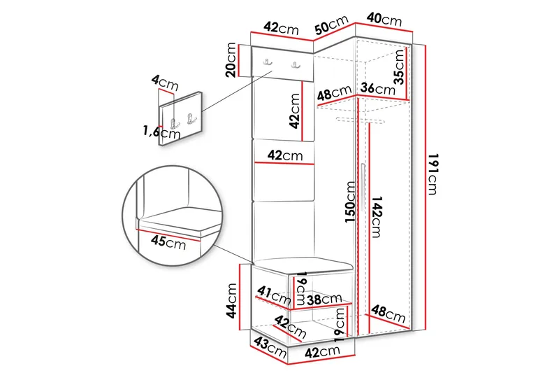Farosa Hallmöbelset - Brun - Products - Möbler - Hallmöbler - Möbelset för hall & entre