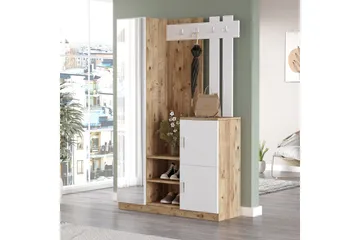 Hialeh Hallmöbelset 38x114 cm - Natur/Vit - Products - Möbler - Hallmöbler - Möbelset för hall & entre