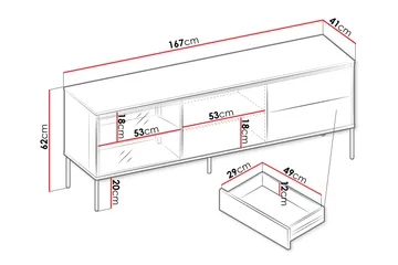 Basici Tv-bänk 167x41 cm - Brun - Products - Möbler - TV- & Mediamöbler - TV bänk & mediabänk