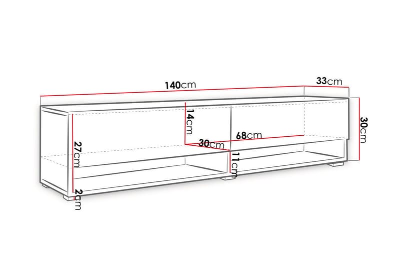 Brya TV-bänk 140x31x30 cm - Beige/Vit - Products - Möbler - TV- & Mediamöbler - TV bänk & mediabänk