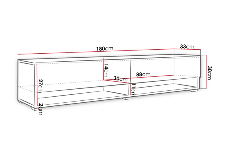 Brya Tv-skåp 180 cm - Vit/Natur - Products - Möbler - TV- & Mediamöbler - TV bänk & mediabänk