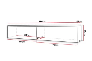 Cuguen Tv-skåp 180 cm - Vit/Grå - Products - Möbler - TV- & Mediamöbler - TV bänk & mediabänk
