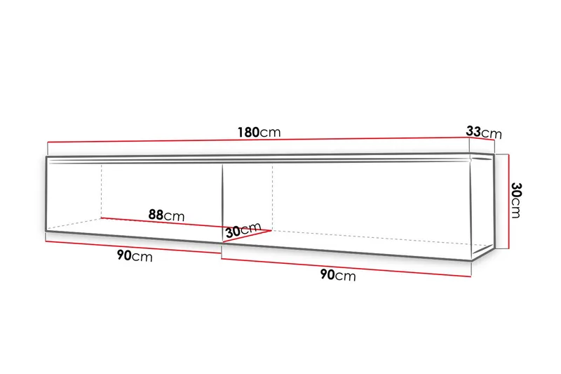 Cuguen Tv-skåp 180 cm - Vit/Grå - Products - Möbler - TV- & Mediamöbler - TV bänk & mediabänk