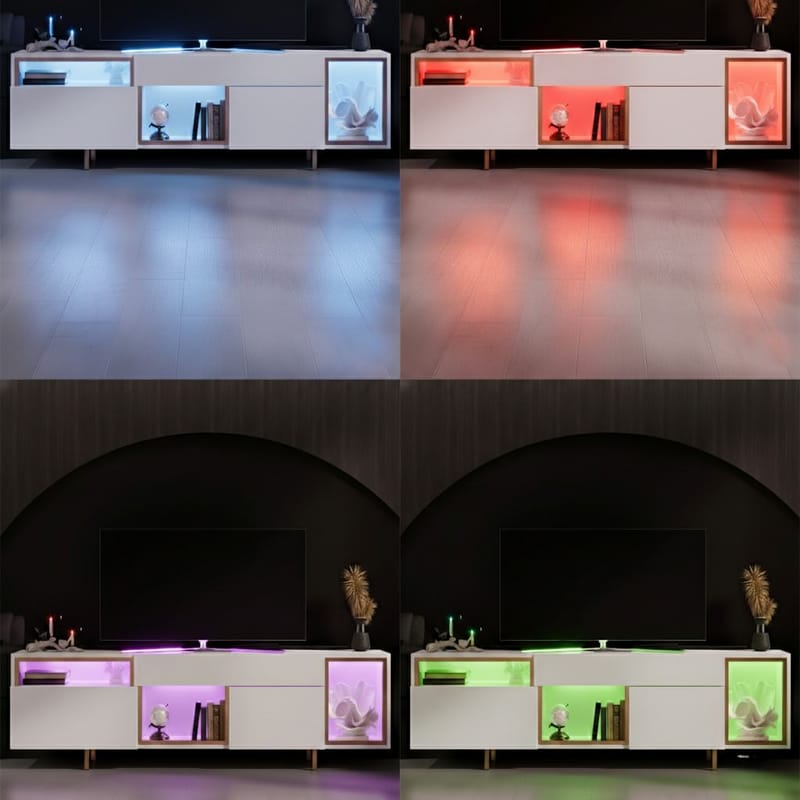 Denvar TV-bänk 180x55x32 cm - vit och guld - Products - Möbler - TV- & Mediamöbler - TV bänk & mediabänk