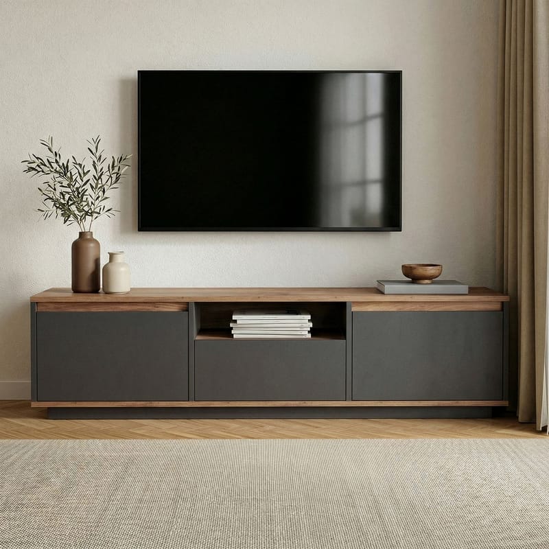 Domar Tv-bänk 160 cm - Antracit, Atlantic pine - Products - Möbler - TV- & Mediamöbler - TV bänk & mediabänk