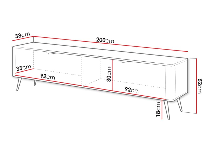 Forba Tv-bänk 200 cm - vit - Products - Möbler - TV- & Mediamöbler - TV bänk & mediabänk