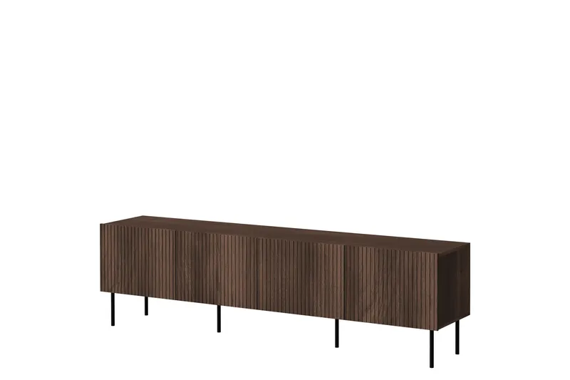 Hammarstrand Tv-bänk med Förvaring 201 cm, Valnöt / Brun / Ribbad