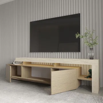 Jurukovo TV-bänk 192x53x37 cm - Travertin, varm ek - Products - Möbler - TV- & Mediamöbler - TV bänk & mediabänk