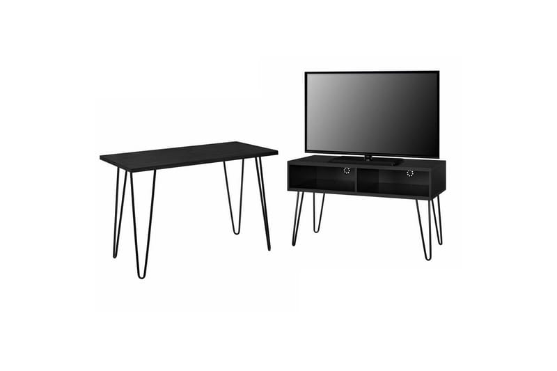 Lowboard Owen Svart/ek - Svart/ek - Products - Möbler - TV- & Mediamöbler - TV bänk & mediabänk