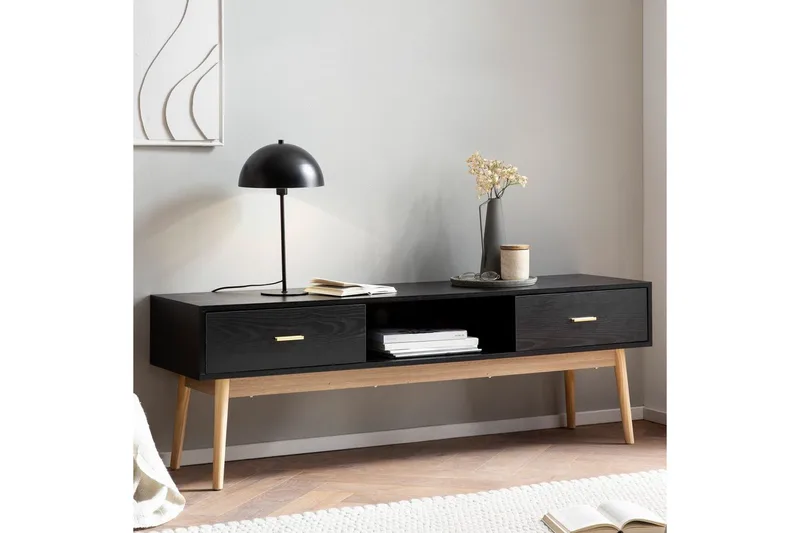 Lowboard Wohnling Ek folierad 2 lådor modern med förvaring modern - Products - Möbler - TV- & Mediamöbler - TV-skåp