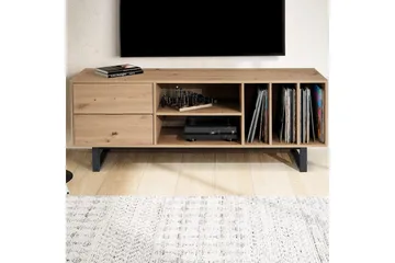 Lowboard Wohnling modernt spånskiva, 2 lådor, förvaringsbrickor, metallben, modern stil Ek - Ek - Products - Möbler - TV- & Mediamöbler - TV bänk & mediabänk