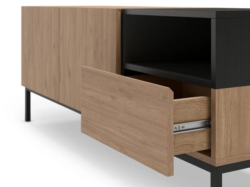 Morlen Tv-Bänk 140 cm - Naturlig ek, Wood Black, svart - Products - Möbler - TV- & Mediamöbler - TV bänk & mediabänk
