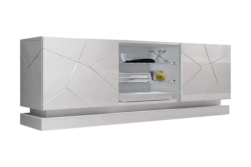 Qiu TV-bänk 40x160 cm, Vit/Högglans