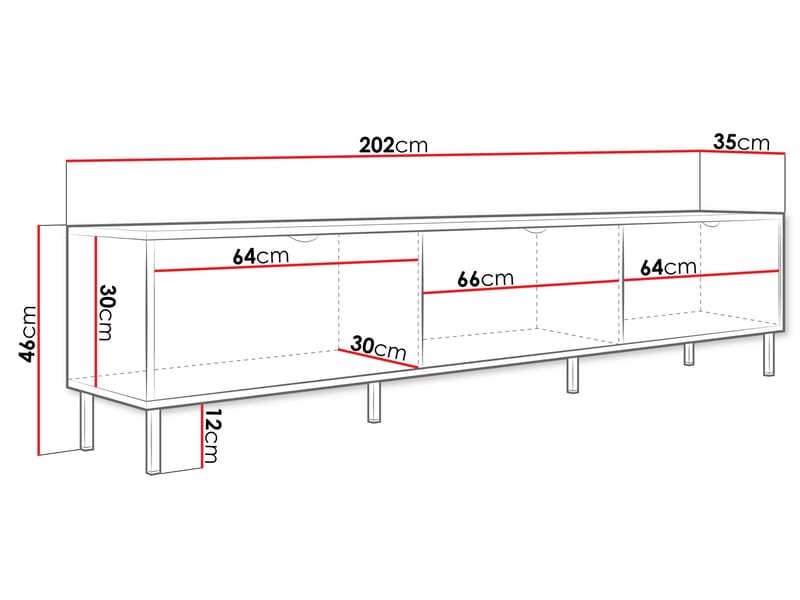Salmor Tv-bänk 202 cm - Vit - Products - Möbler - TV- & Mediamöbler - TV bänk & mediabänk