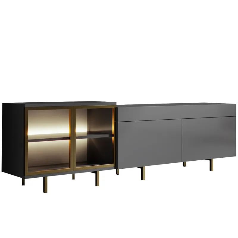 Seyring Tv-bänk 190 cm, Antracit och guld