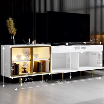 Seyring Tv-bänk 190 cm - Vitt och guld - Products - Möbler - TV- & Mediamöbler - TV bänk & mediabänk