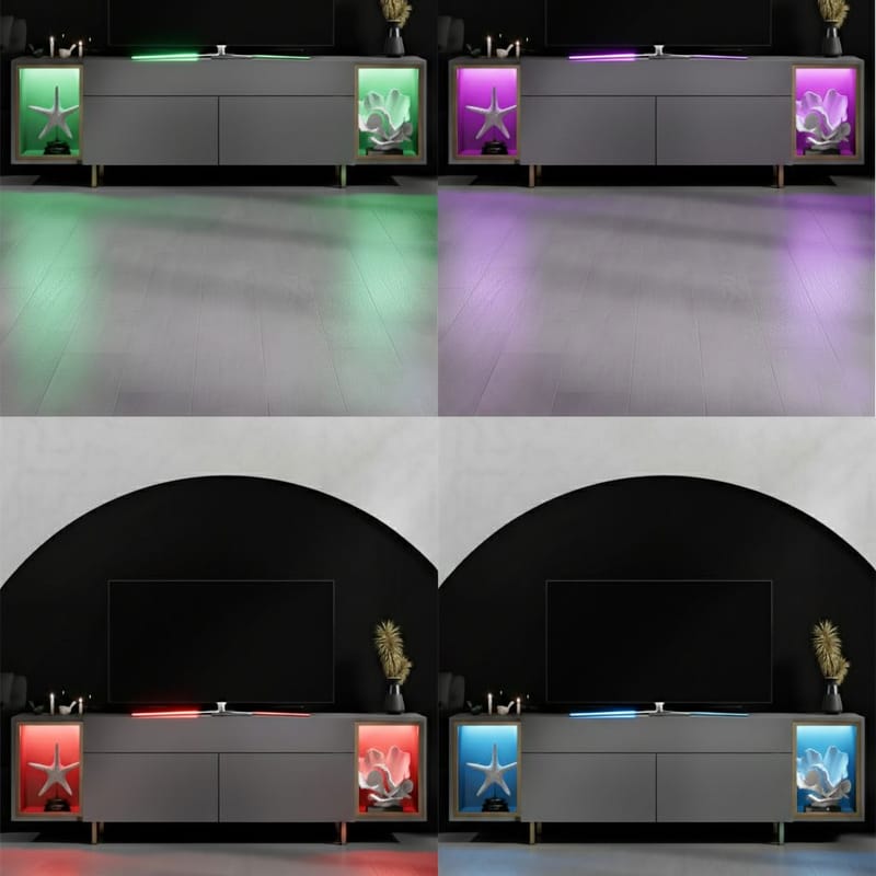 Sosan TV-bänk 180x55x32 cm - Antracit och guld - Products - Möbler - TV- & Mediamöbler - TV bänk & mediabänk