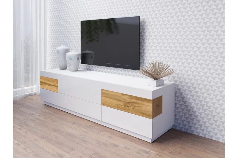 Tomeka TV-bänk 206 cm - Vit/Trä - Products - Möbler - TV- & Mediamöbler - TV bänk & mediabänk