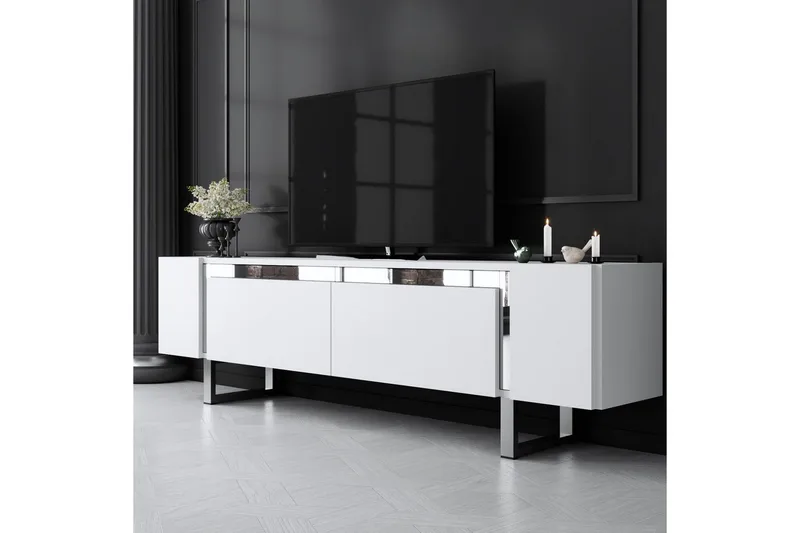 TV-bänk Sozi Vit / Argentu - Vit / Argentu - Products - Möbler - TV- & Mediamöbler - TV bänk & mediabänk