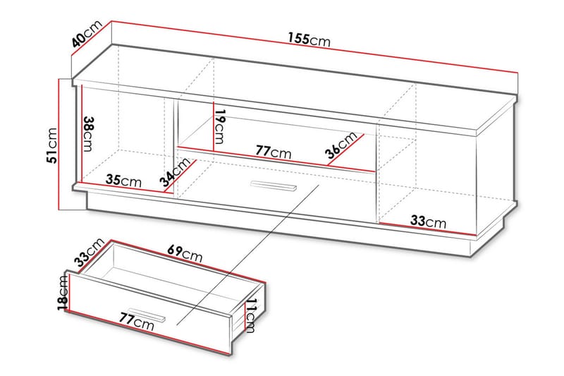 Tv-bänk - Svart|Ek - Products - Möbler - TV- & Mediamöbler - TV bänk & mediabänk